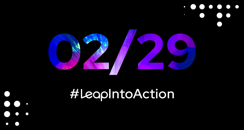 02/29 Leap Day cover, with the hashtag #LeapIntoAction