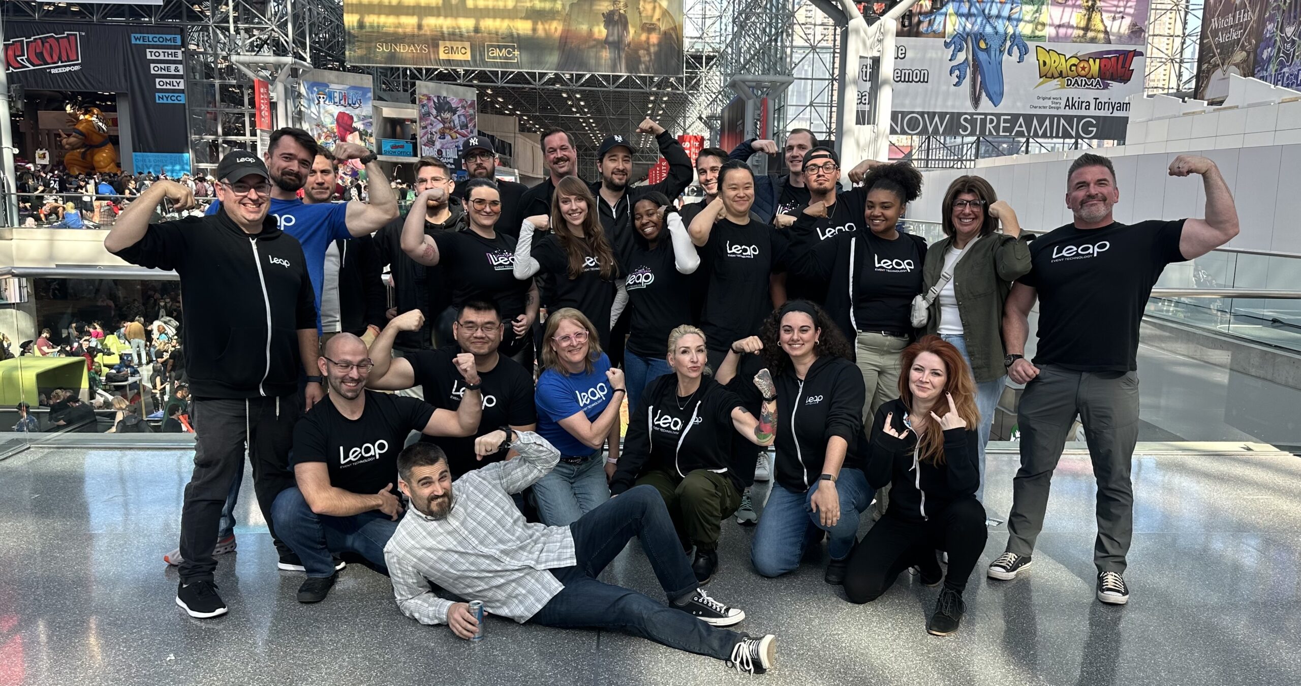 Leap Event Technology team posing for a photo at New York Comic Con 2024