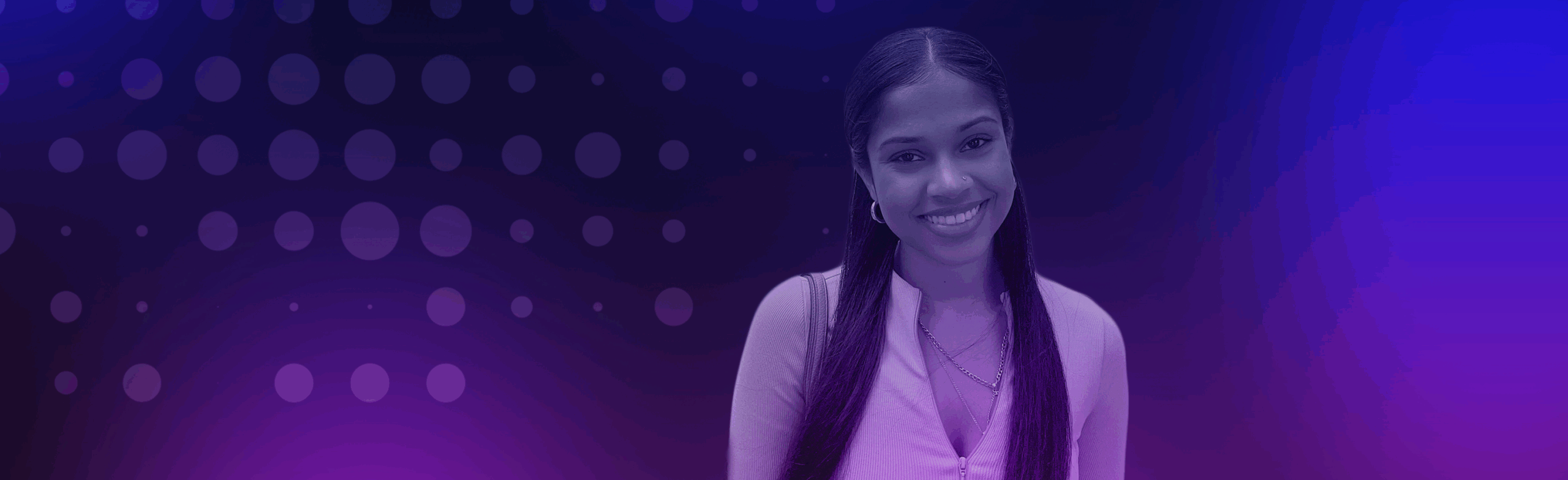 headshot of ariana singh on a purple background