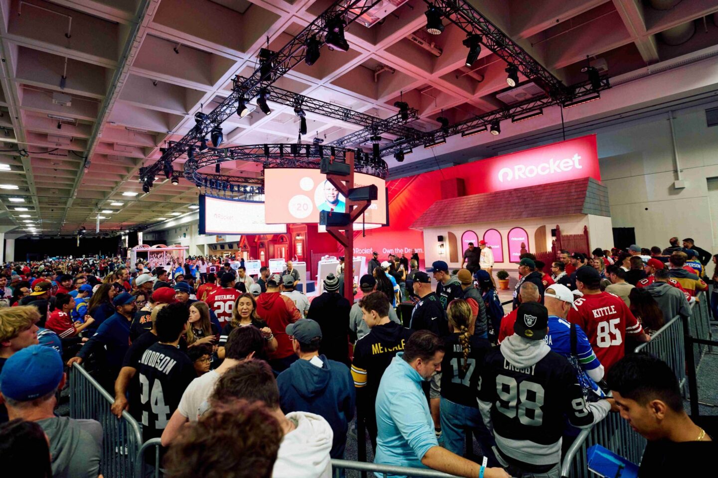 crowd of people surrounding the Rocket Mortgage Super Bowl activations