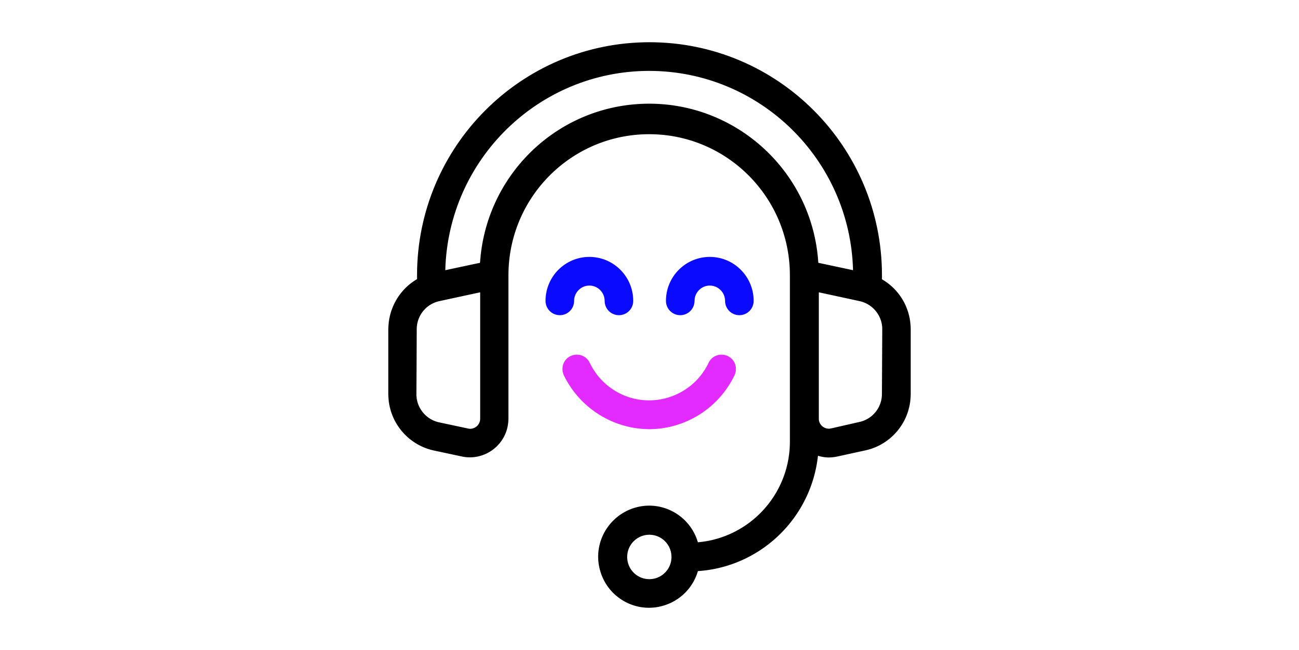 An icon of a smiling face with a headset on