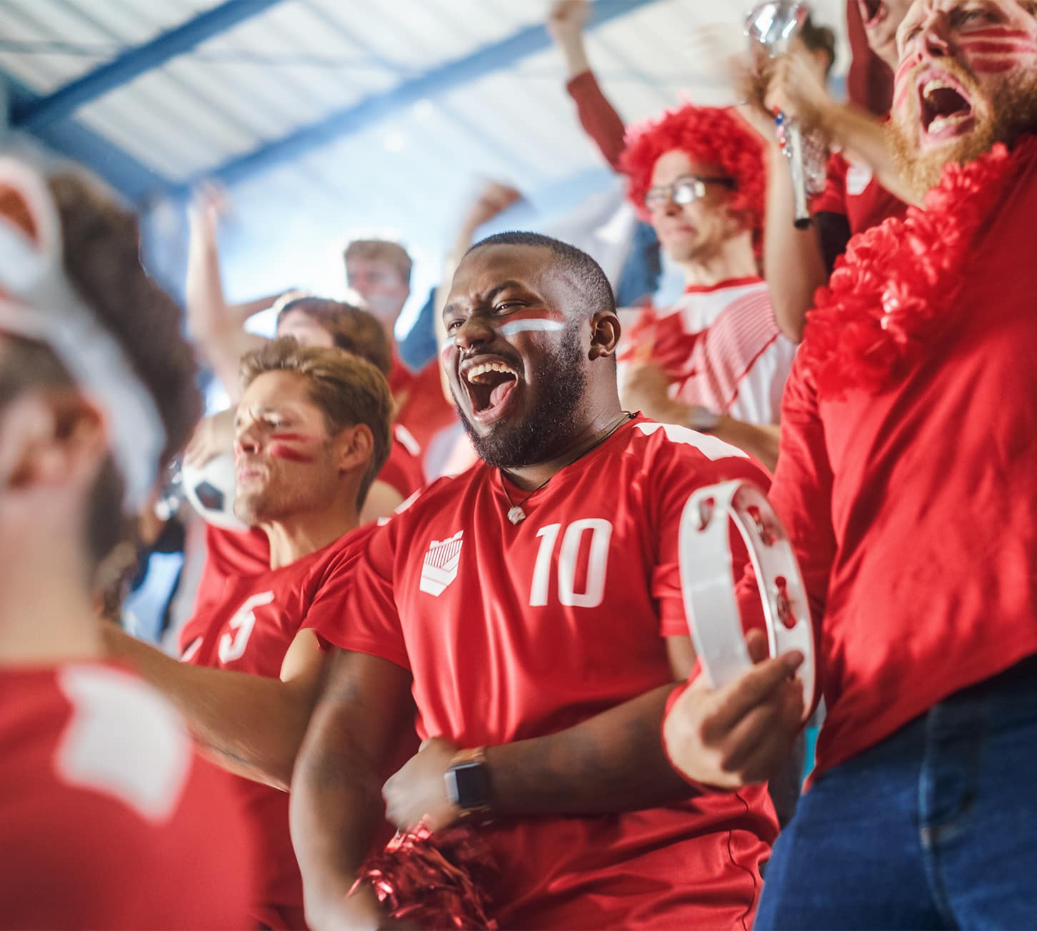 Candid of fans enjoying a sporting event