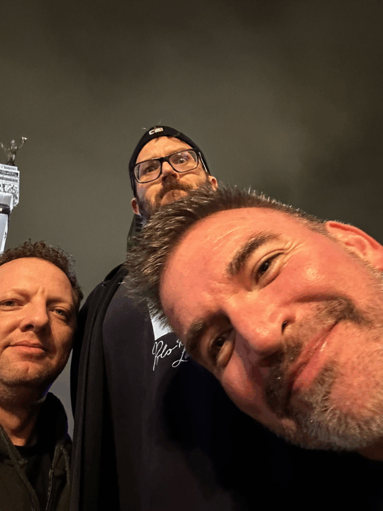 Andrew with two other members of the Leap Event Technology team making silly faces